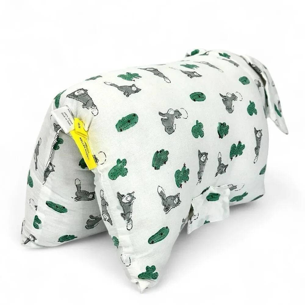 Roller Rabbit Little Piglet Kids Pillow Toy White Green Cotton India